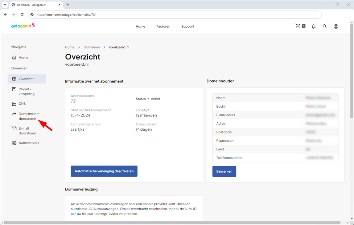 Domeinnaam doorsturen oneHome.png