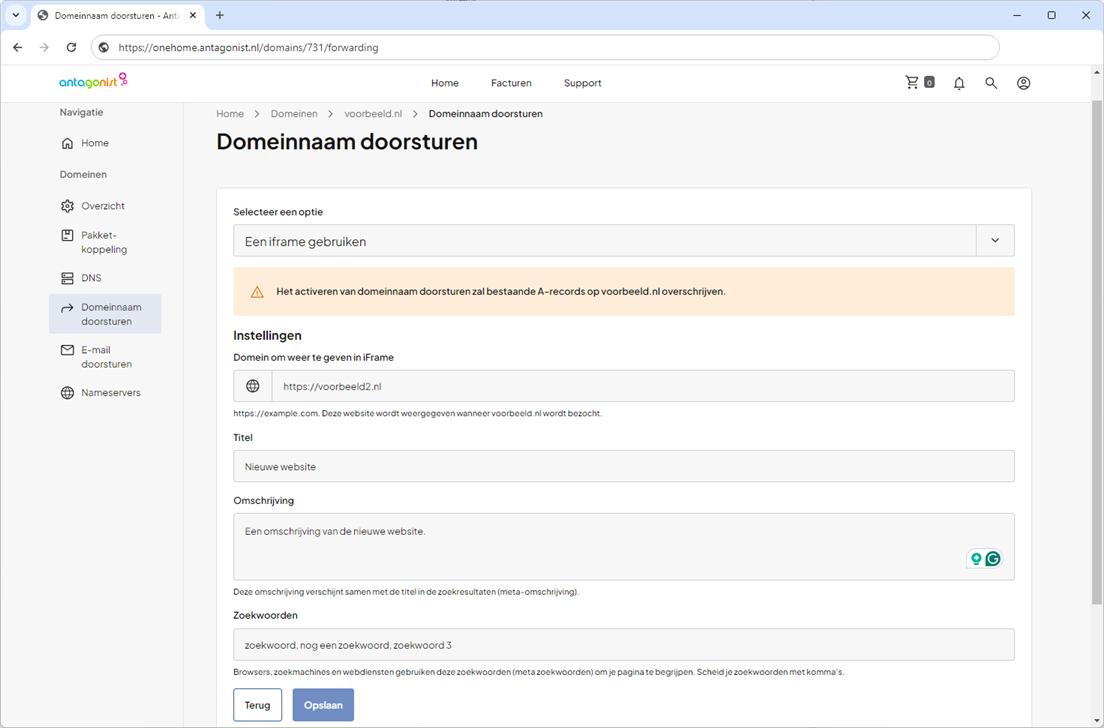 iframe gebruiken oneHome.png