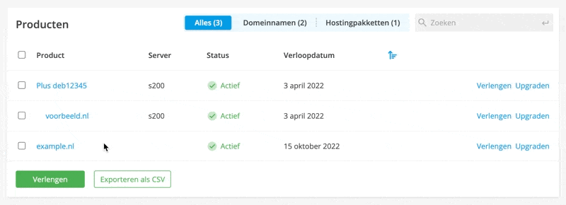 Klik op het gewenste product.
