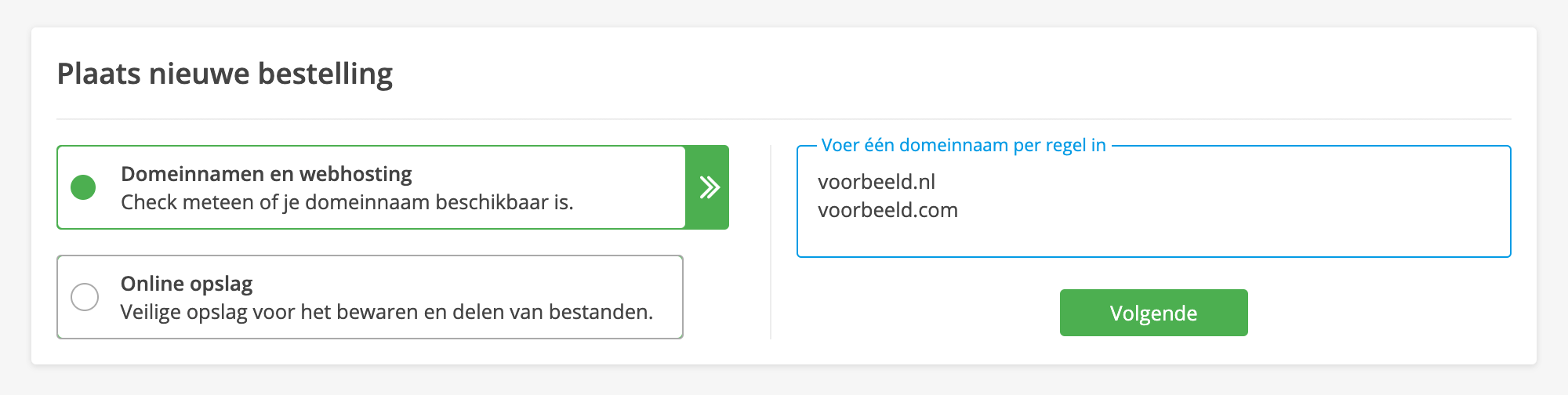 Het veld waar je meerdere domeinnamen tegelijkertijd in kunt voeren.