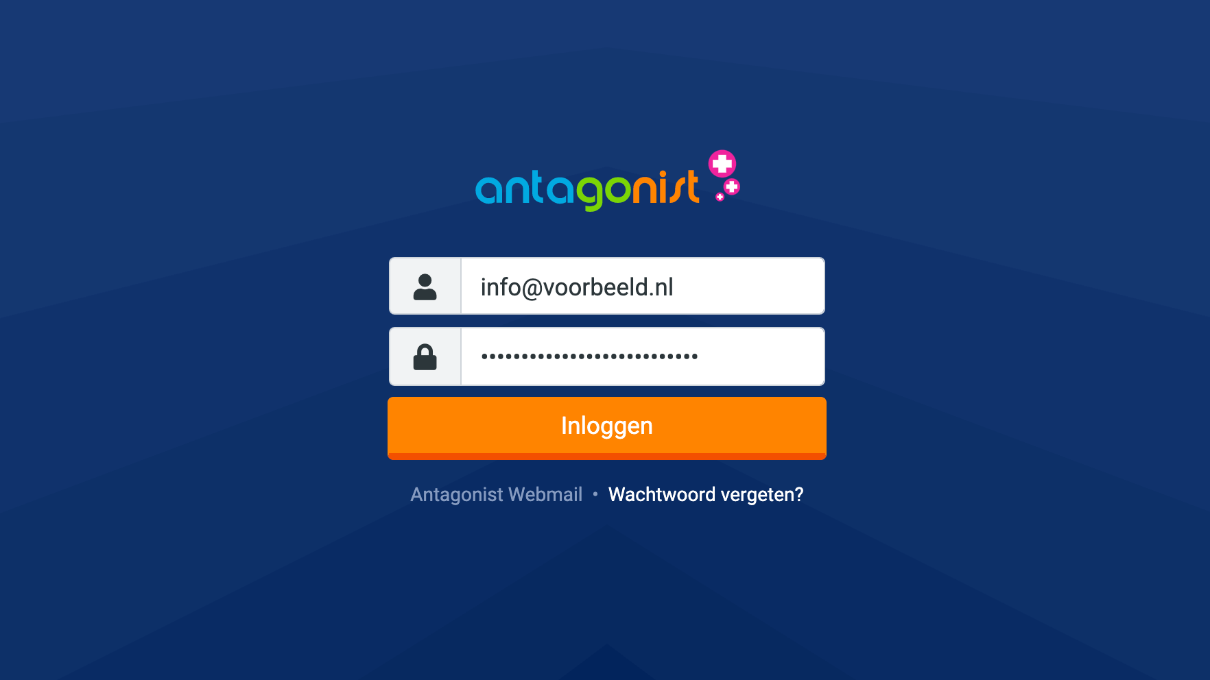 Het inlogvenster van de webmail.