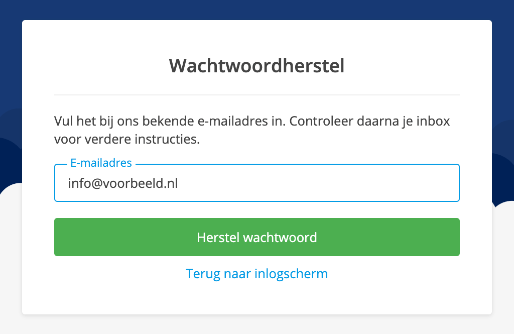 Een wachtwoordherstel aanvragen voor Mijn Antagonist.