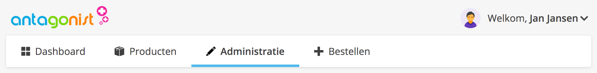 Klik in het menu op 'Administratie'.