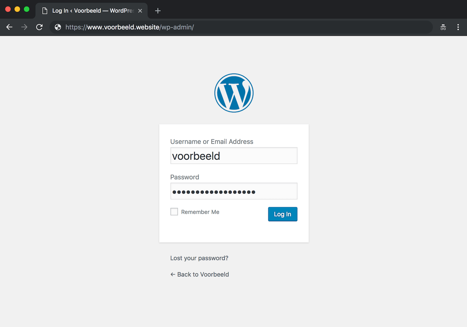 Log in op de backend van je WordPress-installatie.