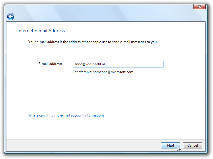 Vul je e-mailadres in naast 'E-mail address' ('E-mailadres') en klik op 'Next' ('Volgende').