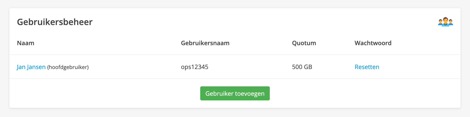 Klik op 'Gebruiker toevoegen'.