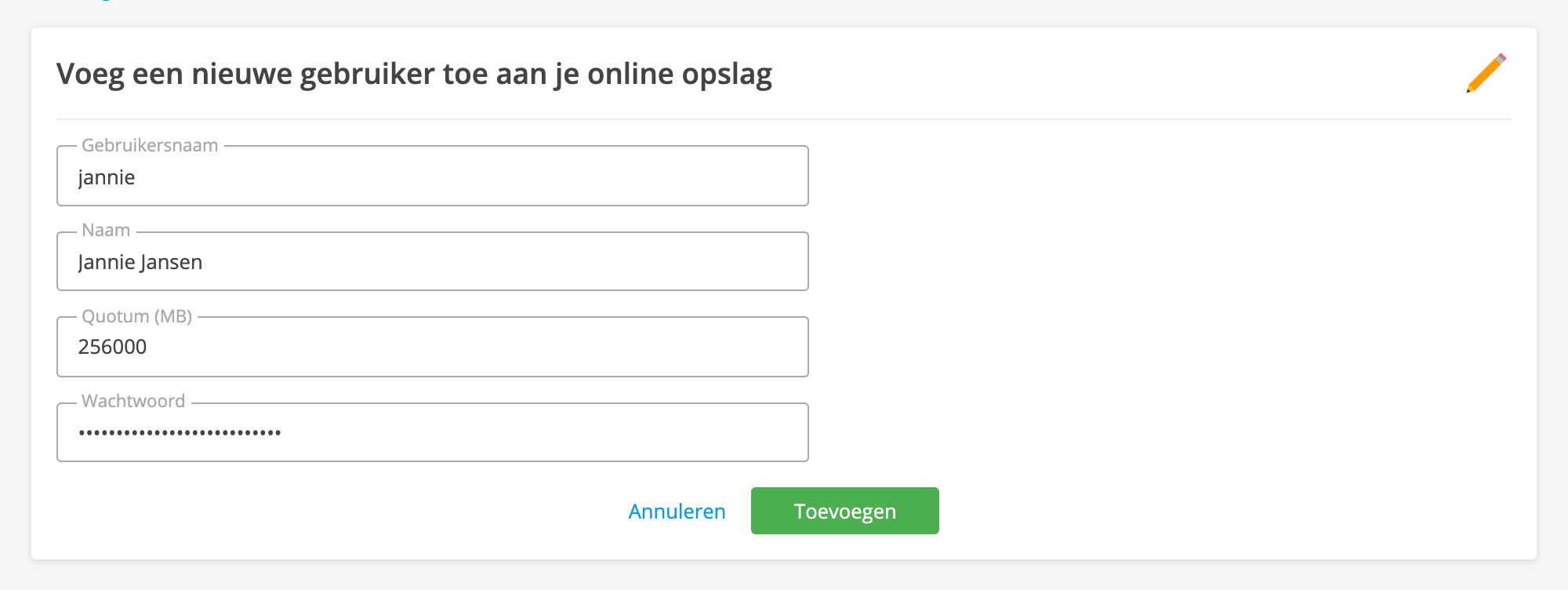 Vul de gevraagde gegevens in en klik op 'Toevoegen'.