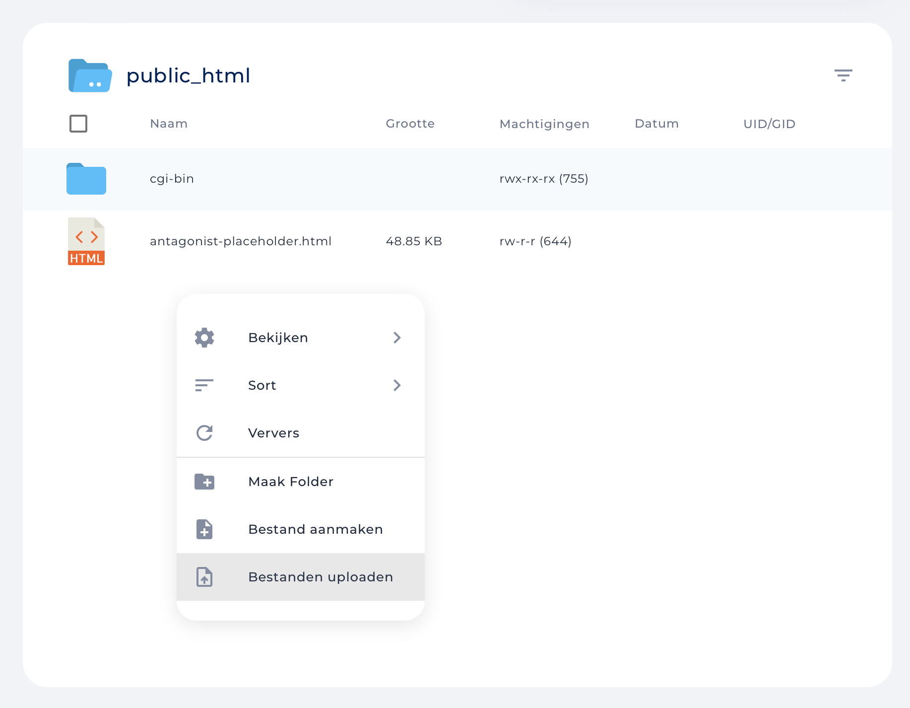 Met de rechtermuisknop het submenu openen.