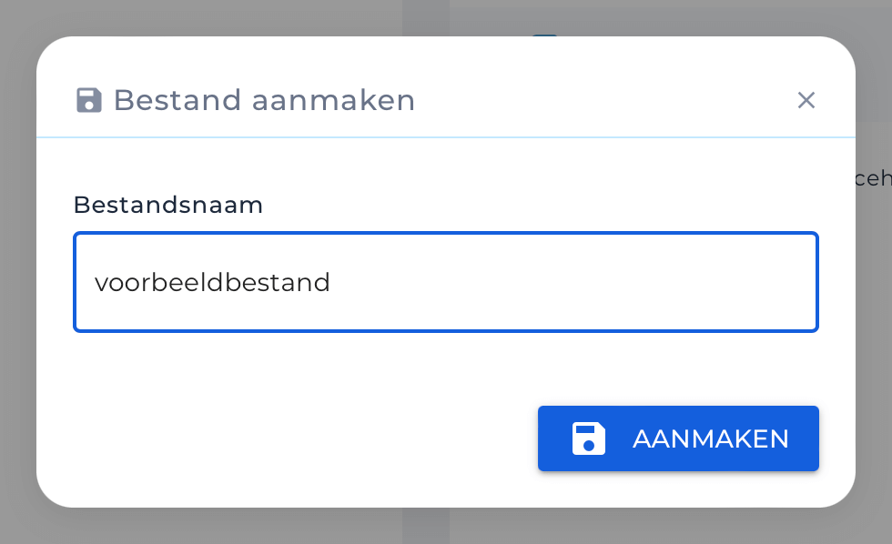 Geef de gewenste bestansnaam op en klik op 'Aanmaken'.