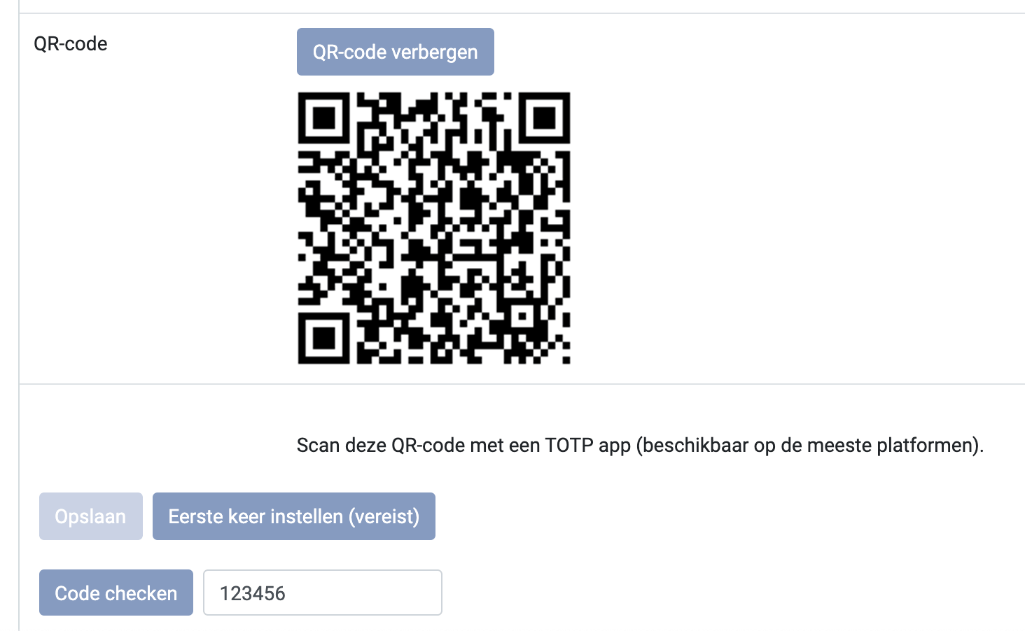 Scan de QR-code met je authenticator app.