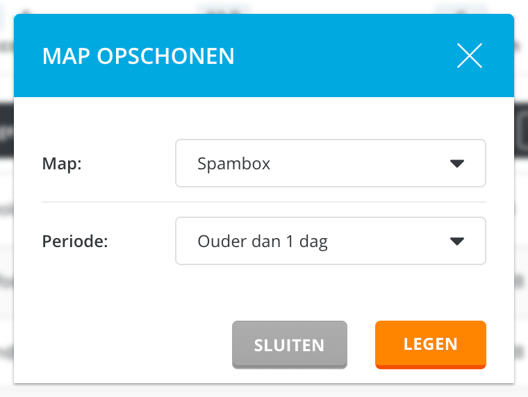 Kies wat je wilt opruimen en klik op 'Legen'.