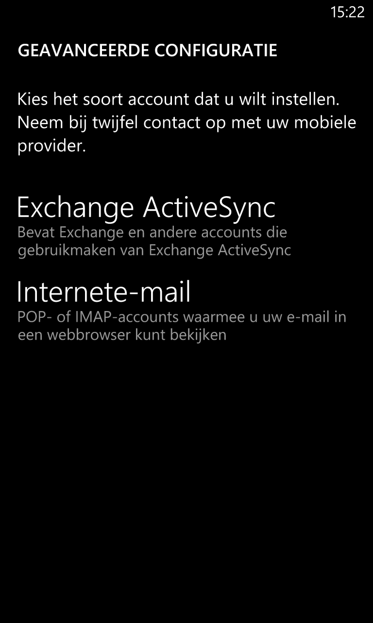 Klik op 'internete-mail'.