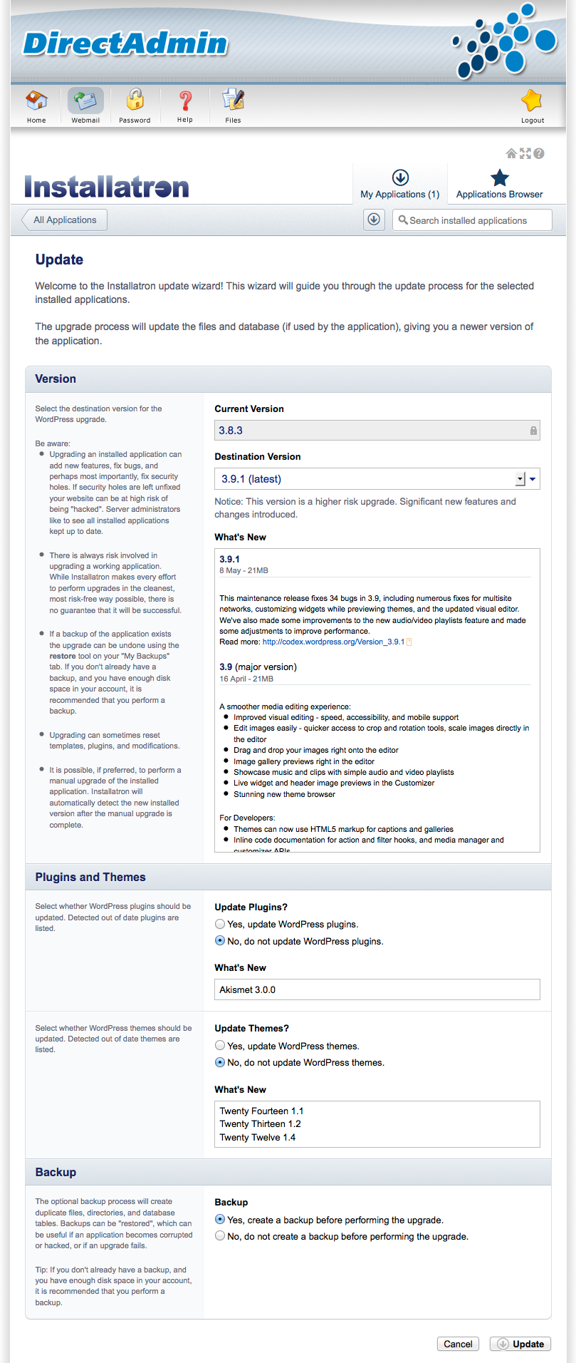 Klik op de knop 'Update'.