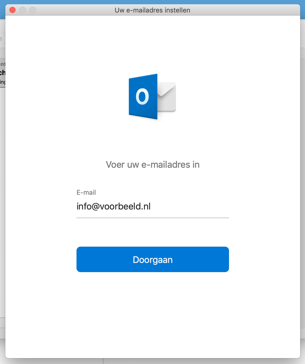 Vul je volledige e-mailadres in en klik op 'Doorgaan'.