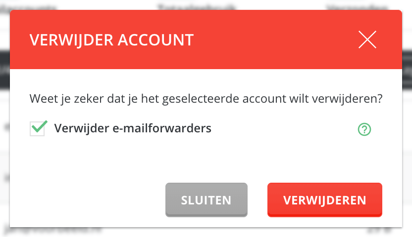 Controleer of je het juiste account verwijdert.
