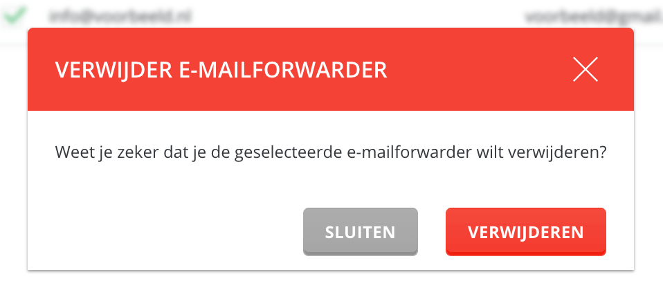 Een e-mailforwarder verwijderen in DirectAdmin.