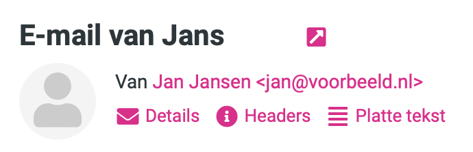 De headers opvragen van een e-mail in de webmail van Antagonist.