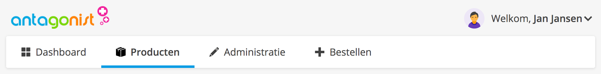 Klik in het menu op 'Producten'.