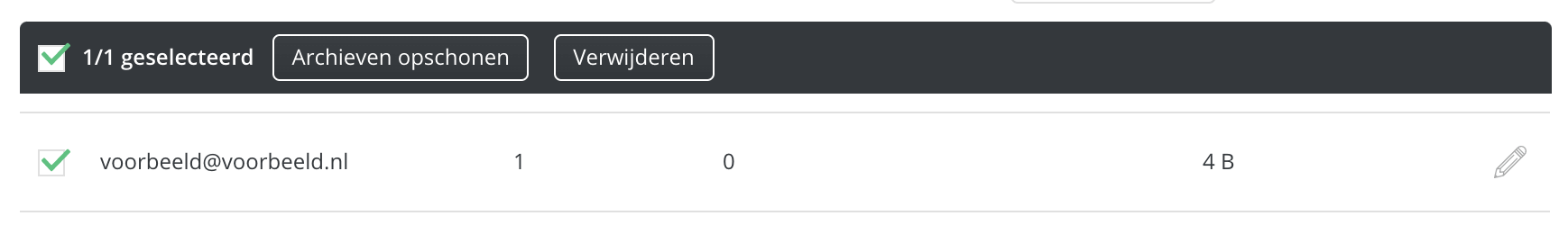 Het verwijderen van een e-maillijst.