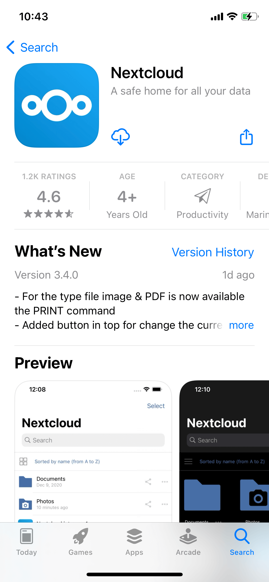 Installeer de Nextcloud-app op je telefoon.