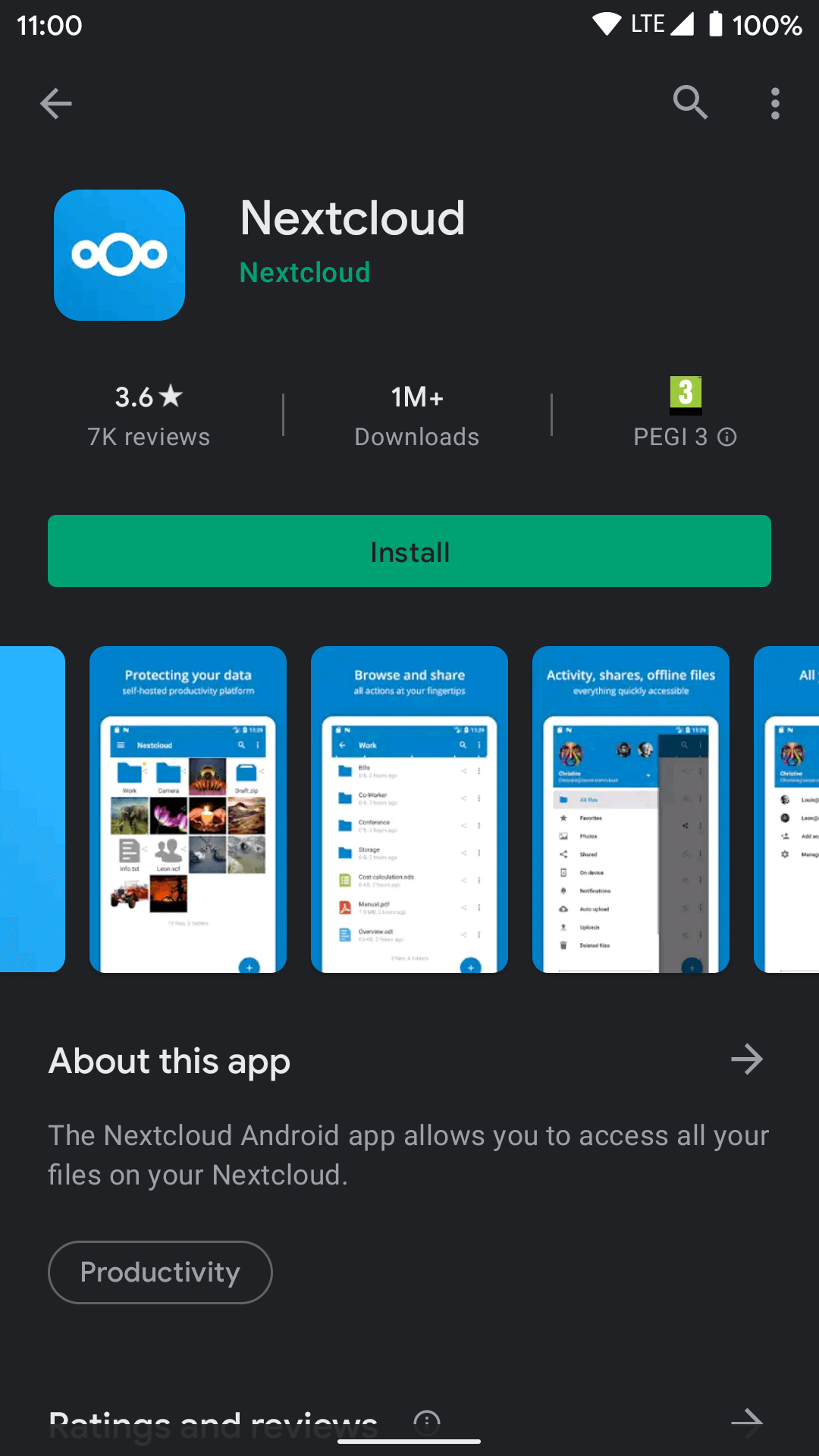 Installeer de Nextcloud-app op je telefoon.