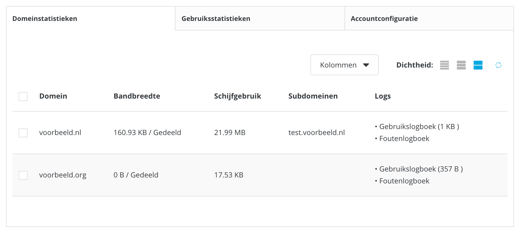 Logs binnen DirectAdmin selecteren.