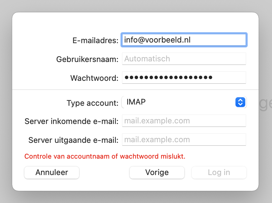 De authenticatie-melding in Apple Mail.