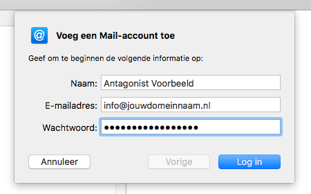 Vul je e-mailadres in Apple Mail in.